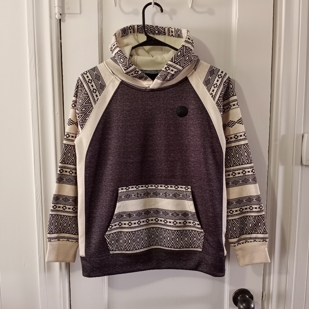 Hooey Maya Heather Black Cream Pullover Hoodie Youth Girls Size Large
